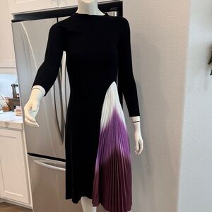 Elegant Black and Purple Pleated Dress